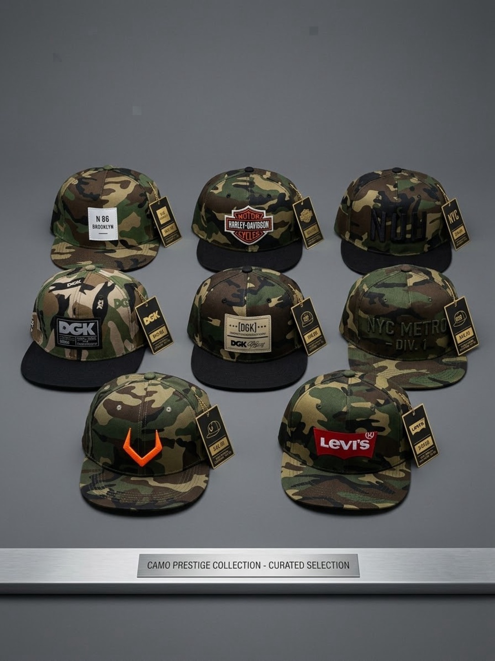 Camo Snapback Hat - Multiple Branded Styles